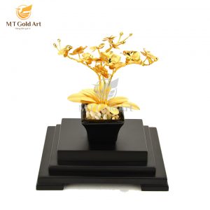 Chậu lan 3 cành dát vàng 24k