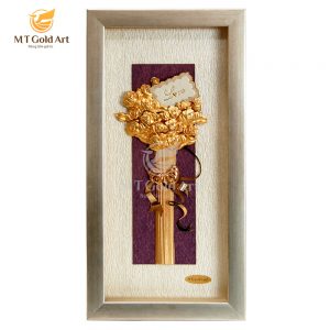 Tranh hoa hồng dát vàng lá 24k