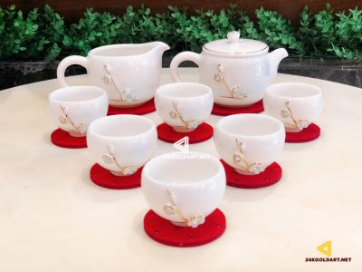 Bộ ấm trà hoa mai Swarovski