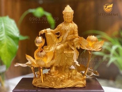 Tượng phật bà hoa sen dát vàng 24k