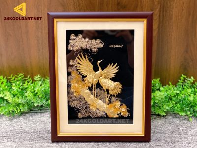 Tranh Tùng hạc diên niên dát vàng mẫu mới nhất 2022